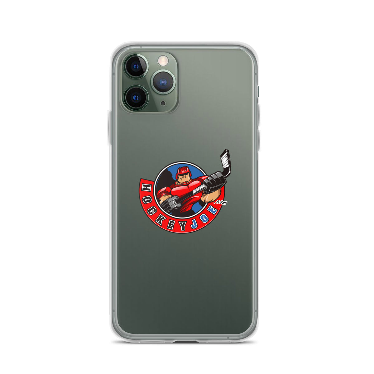 Hockey Joe clear case for iPhone 11 Pro — original logo shown on phone; phone not included
