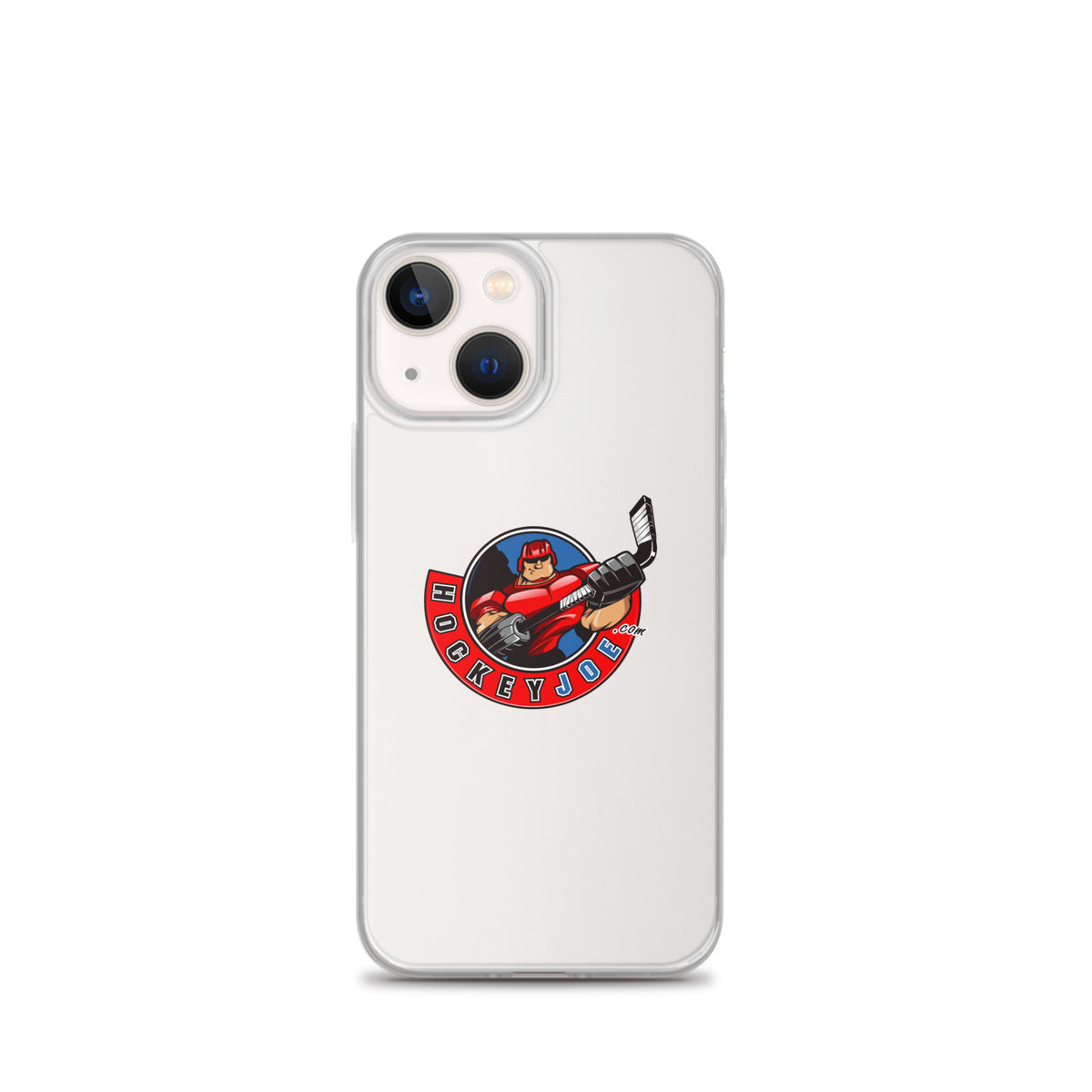 Hockey Joe clear case for iPhone 13 mini — original logo shown on phone; phone not included