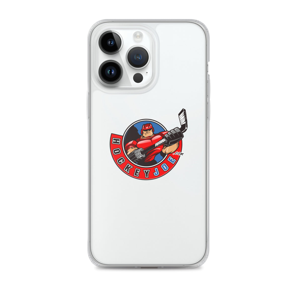 Hockey Joe clear case for iPhone 14 Pro Max — original logo shown on phone; phone not included