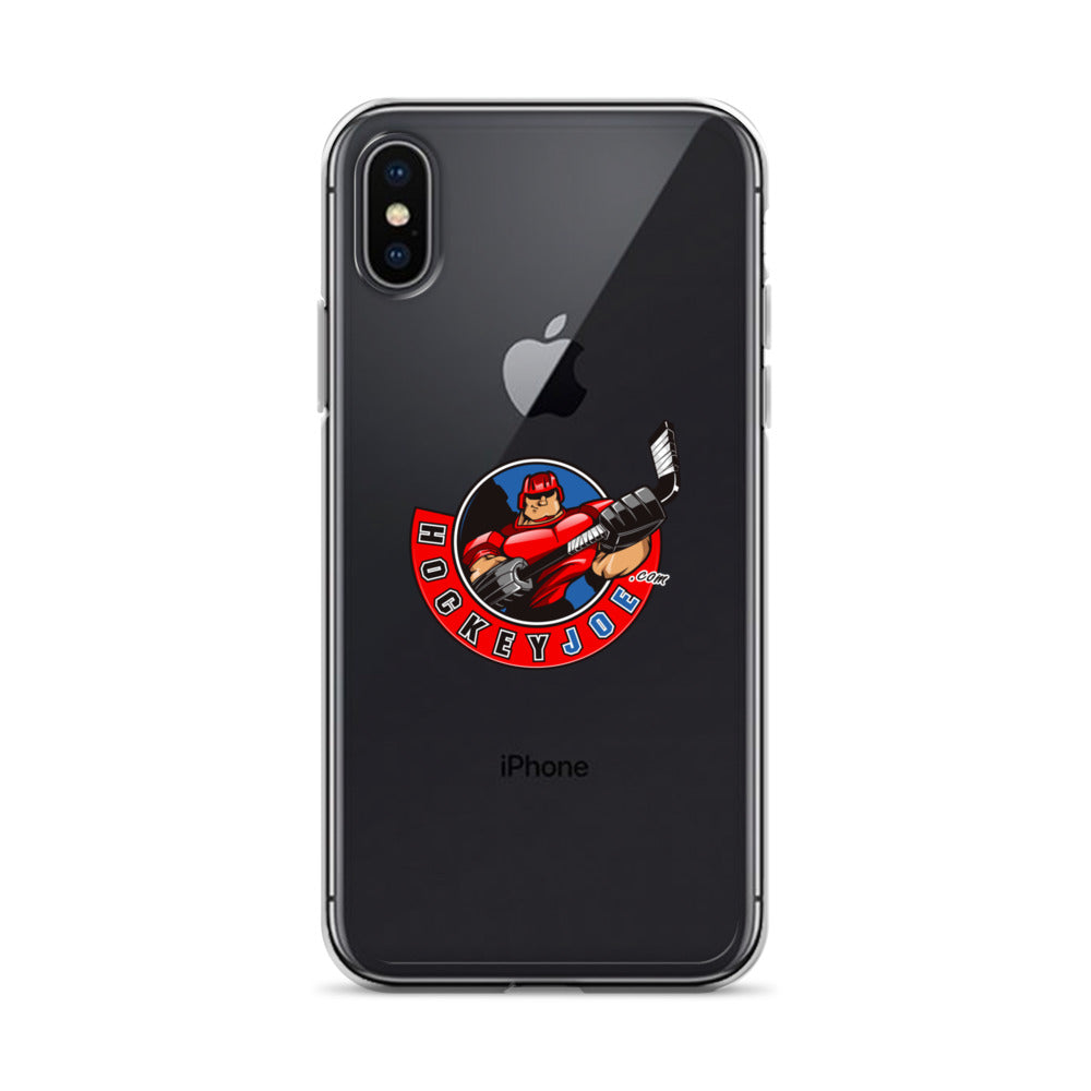 Hockey Joe clear case for iPhone X/XS — original logo shown on phone; phone not included