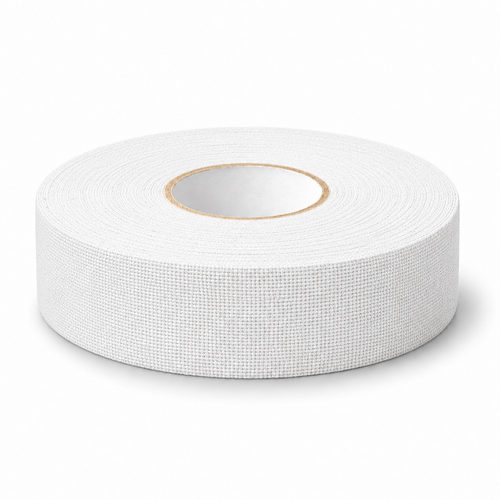 One roll of Hockey Joe premium white cloth hockey tape on white