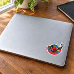 Hockey Joe logo sticker on a silver laptop — lifestyle mockup.
